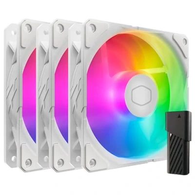 Image de Cooler Master SickleFlow Edge 120 ARGB Kit de 3 ventilateurs, 3x 120mm (690 2500 RPM, PWM), Haut Flux d&#039;air (70.7 CFM) &amp; Pression statique (3.61mmH2O), Gen 2, Contrôleur LED, 32.8 dBA max Blanc