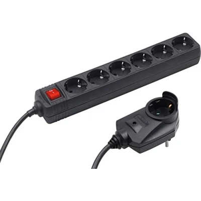Image de Meister Multiprise 6 Prises, avec Prise supplémentaire, câble de 2 m, Noir, IP20 intérieur, Interrupteur, Powersplit, multiprise, Tido 7430660