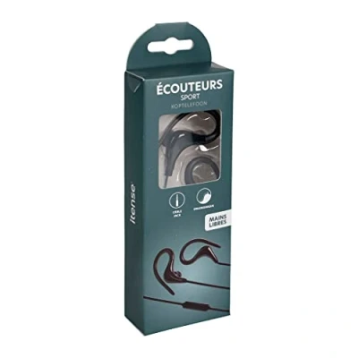 Image de itense Ecouteurs pour Le Sport, kit écouteurs Sport Forme Ergonomique Puissance sonore: 90db avec Prise Jack 3,5mm Longueur câble: 100 cm Système de Maintien l&#039;oreillette