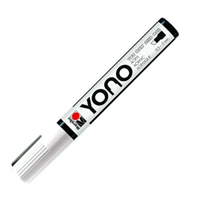 Image de Marabu Marqueur YONO 12400102070 Blanc 070 Pointe biseautée japonaise, à base d&#039;eau, résistant la lumière et l&#039;eau Pour presque tous les supports 0,5 5 mm