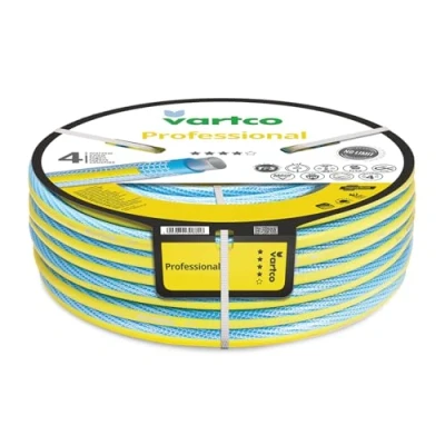 Image de Vartco Tuyau d&#039;arrosage professionnel à 4 couches Anti torsion Flexible Résistant aux UV 25 bar (3/4&quot; 30 m) Bleu/jaune