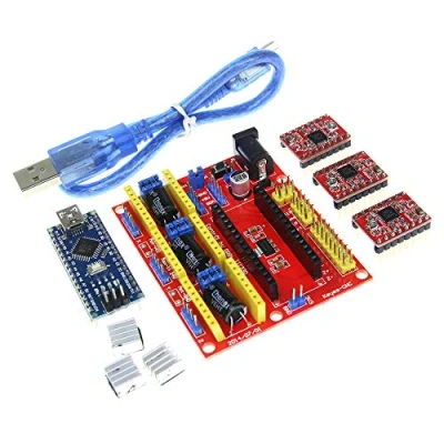 Image de OTNE carte d&#039;extension pour gravure d&#039;imprimante 3D CNC Shield V4 + Nano 3.0 pilote A4988 câble USB