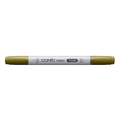 Image de COPIC Ciao YG95, Pale Olive, Twin Marker avec une pointe de largeur moyenne et « brush ».