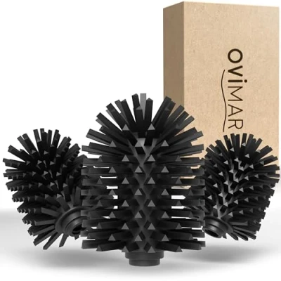 Image de ovimar Vejro tête de brosse rechange Pour WC Lot 3 pratiques Noir en silicone avec interchangeable