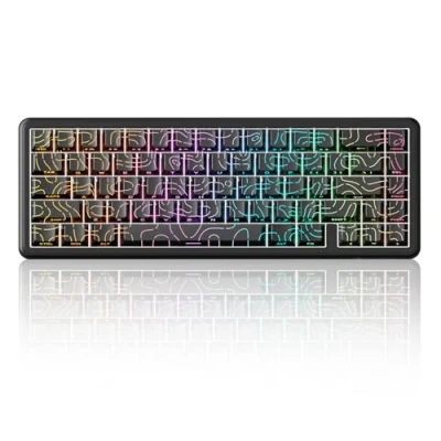 Image de ATTACK SHARK X65 HE Clavier Gaming Filaire 65% avec Switchs Magnétiques, Taux 8000 Hz, Activation Réglable 0,01 mm, Keycaps PBT, Pilote QMK, RGB Personnalisable, Déclenchement Rapide (Contours Noirs)