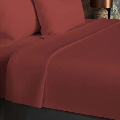 Image de Soleil d&#039;ocre, Drap Plat, Coton 57 Fils, Rouge, 240x290 cm