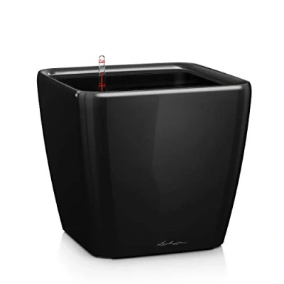 Image de Lechuza Pot de Fleurs d&#039;Interieur Premium Quadro Ls Réserve d&#039;Eau Intégrée Coloris Noir 35 x 33 cm