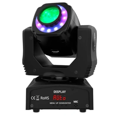 Image de Audibax Boston 60 Tête Mobile pour Disco avec Anneau LED Lumières DJ Projecteur Professionnel 1 Lumière 60W et Un Coloré Flash