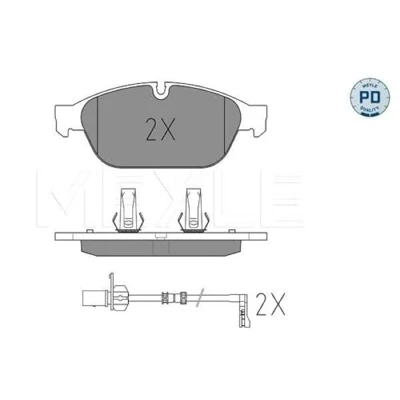 Image de MEYLE 025 261 5820/PD Jeu de plaquettes frein PD Quality Essieu avant contact signal d&#039;usure inclus avec tôle anti bruit