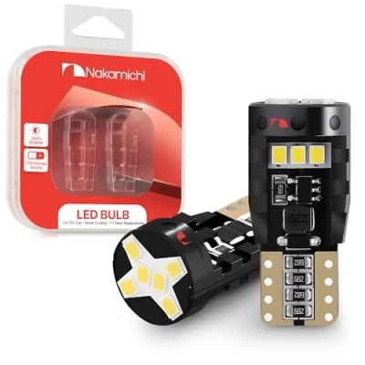 Image de Nakamichi Ampoule LED T10 168 2825 194 W5 W Wedge 12 SMD 2016 Chipsets Ampoules de rechange sans erreur pour intérieur voiture, plafonnier, porte, permis conduire (Blanc Xénon, LEDs)