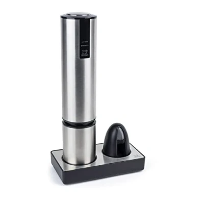 Image de PEUGEOT Elis Touch Tire Bouchon Electrique Rechargeable En Inox et ABS + Socle de Chargement Coupe Capsule Batterie Lithium Ion Autonomie Longue Durée Coloris