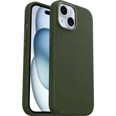 Image de Otterbox Coque Symmetry Series Cactus Leather MagSafe pour iPhone 15, Antichoc, résistante aux Chutes, de Protection Fine, 3X testée Selon la Norme Militaire, Vert