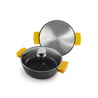 Image de IBILI Sauteuse Evolution en fonte d’aluminium, couvercle verre et poignées silicone, 40 cm, Antiadhésif, Compatible avec l’induction