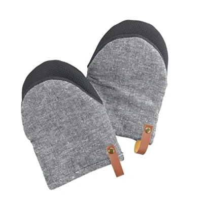 Image de WENKO Gants de Cuisine Anti Chaleur Ada Manique avec dragonne Silicone pour faciliter la Manipulation Lot 2 Coton 17x33x3 cm Gris structuré