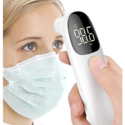 Image de Thermomètre Frontal et auriculaire Infrarouge médicale Thermometre sans Contact pour Adulte Enfant bébé, Affichage LCD Option sonore mémoires