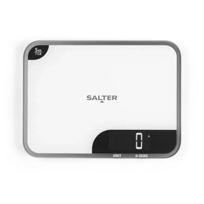 Image de Salter 1064 WHDR Mini Max Balance de Cuisine Électronique, Affichage Facile à Lire, Ajouter &amp; Peser, Fonction tare, Capacité 5KG, mesures Liquides, poids en métriques et impériales, Blanc/Noir