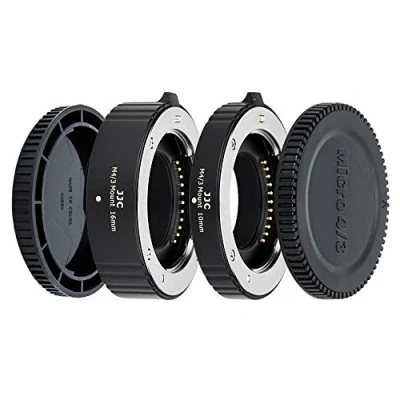 Image de JJC 2 Pièce (10mm/16mm) Métal Ensemble Tube d’Extension Automatique Macro pour Olympus et Panasonic Micro 4/3 (MFT) Caméra