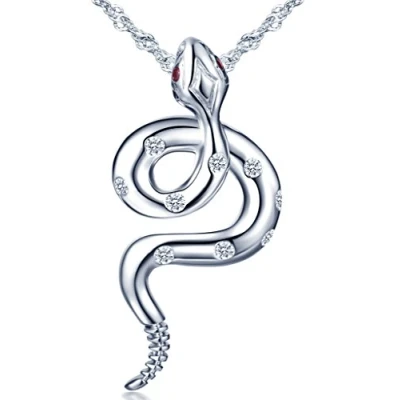 Image de Unendlich U collier femme fille en Argent 925, Pendentif Serpent orné zircon cubique, avec la Chaîne, unique, brillant
