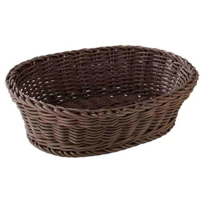 Image de APS Basket, ovale &quot;PROFI LINE&quot; Panier, corbeille en osier polypropylène Dimensions : 25 x 19 cm/Hauteur 6,5 cm/Couleur brun foncé
