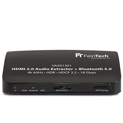 Image de FeinTech Adaptateur extracteur audio HDMI VAX01301, convertisseur, répartiteur 5.1, avec émetteur Bluetooth, 4K, 60 Hz, ARC