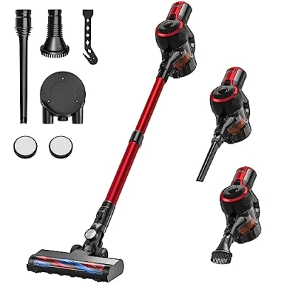 Image de CONOPU Aspirateur Balai sans Fil 25Kpa, de 160W avec 2 Modes, Aspirateurs Balais et électriques Tube Télescopique, Lumières LED, Jusqu&#039;à 38 Minutes d&#039;Autonomie