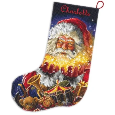 Image de Letistitch Kit de broderie au point croix Motif chaussette Noël miracle