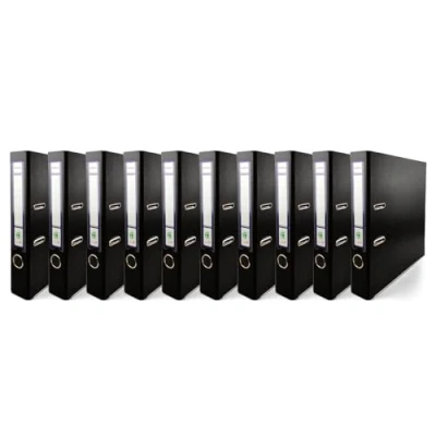 Image de Netuno 10x classeur à anneaux noir A4 mécanisme 2 5cm plastique éco d&#039;école pour documents de format levier bureau maison