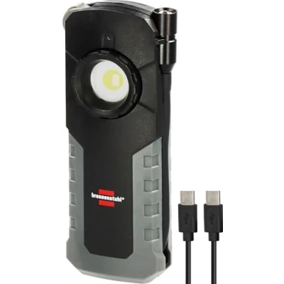 Image de Brennenstuhl HL 1000 ACW Lampe à main professionnelle LED avec batterie (lampe de travail + 380 lm durée d&#039;éclairage max. 12 h, crochet rotatif 360, aimant, remplaçable,
