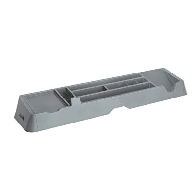Image de Exacompta Réf. 67038D Lot de 6 organiseurs bureau Toolbar, 7 compartiments et 2 petits tiroirs pour ranger ustensiles Dim : larg 48,1 x Prof 11,5 Haut 5,6 cm/Gris souris brillant