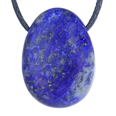 Image de Lebensquelle Plus Pendentif en forme de goutte Lapis lazuli percée Avec cordon coton Pierre précieuse qualité supérieure, semi précieuse,