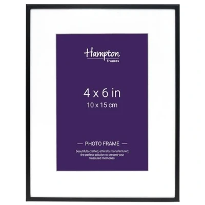 Image de Hampton Frames Madrid M138B46 Cadre photo à profil étroit avec passe partout biseauté Noir mat 10 x 15 cm
