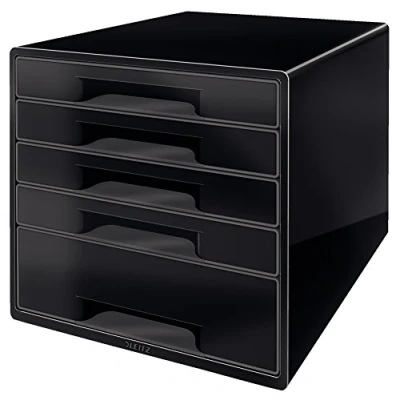 Image de Leitz 52531095 Bloc de Classement Cube 5 Tiroirs Noir/Blanc