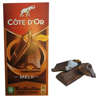 Image de Cote d&#039;Or Praline Milk with Caramel Chocolate d’Or Belgian Bar &amp; Filling Total weight 7.05 ounce