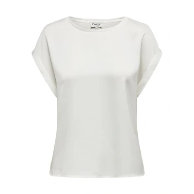 Image de ONLY Onllieke S/S Satin Mix Top WVN Noos Chemisier à Manches Courtes, Blanc, S Femmes