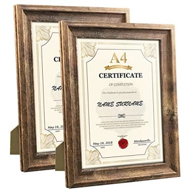 Image de PETAFLOP Cadre Photo A4 (29.7x21cm) Lot de 2, en Bois Rustiques et Marrons