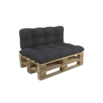 Image de POKAR Set de 2 Coussins Matelassé pour Palettes Euro: 1x Assise 120x60cm + Dossier 120x60cm, en Mousse formée à Froid, Canapé Jardin, Intérieur et Extérieur, sans Palette, Anthracite