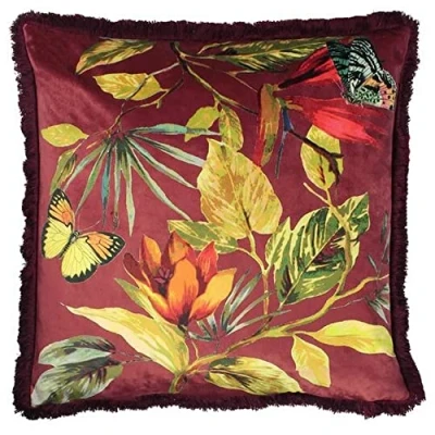 Image de Paoletti Cache Cahala Coussin, Velours, Berry, 50 x 50cm
