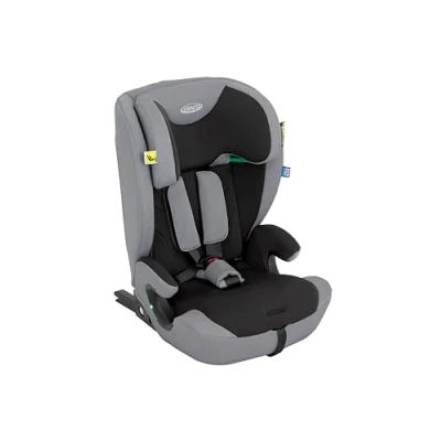 Image de Graco Energi i Size R129, rehausseur à harnais 2 en 1 ISOFIX avec attache supérieure, de 76 150 cm (de 15 mois jusqu&#039;à environ 12 ans), face la route, gris/noir, Meteor