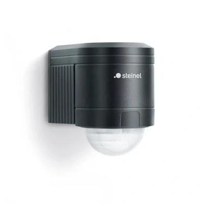 Image de Steinel IS 240 Noir Détecteur de mouvements extérieur infrarouge, angle détection pour façades, éclairage Sécurité avec un support d&#039;angle en PVC, IP 54, 602710