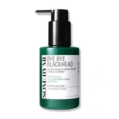 Image de SOME BY MI Bye Blackhead 30 Days Miracle Green Tea Tox Bubble Cleanser 120g Nettoyant visage moussant coréen au thé vert Réduit les points noirs &amp; affine pores Soin