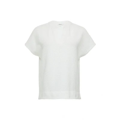 Image de s.Oliver Weiches IM MIT Struktur Tshirt basique, Femme, Taille: 46, Ecru