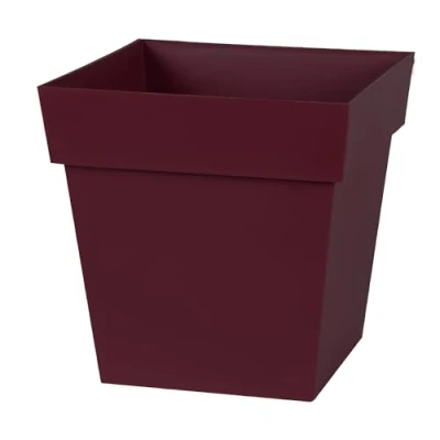 Image de EDA Pot de Fleur Carré TOSCANE 32 cm Volume 22 L x Rouge bourgogne