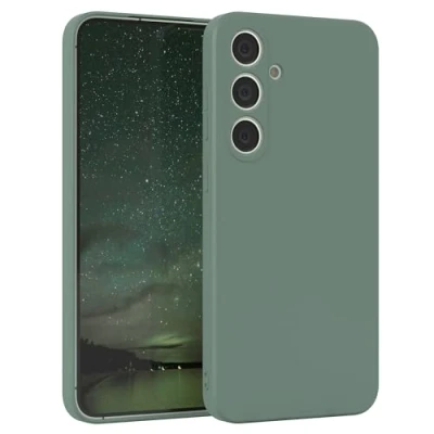 Image de EAZY CASE Coque de protection en silicone pour Samsung Galaxy S24 Plus, vert, souple, résistante aux chocs, avec l&#039;appareil photo, fine, anti vert foncé