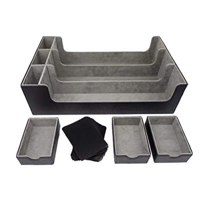 Image de docsmagic.de Premium 3 Row Trading Card Storage Box Black + Trays &amp; Divider MTG PKM YGO Cartes à Collectionner Boîte de Rangement Noir