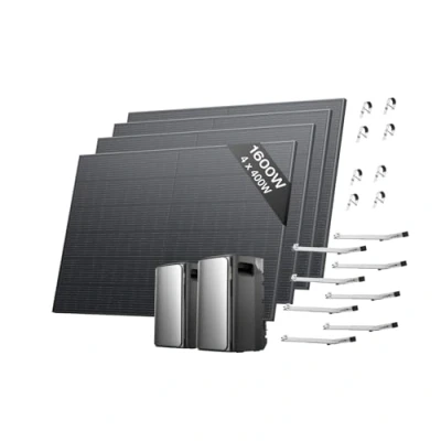 Image de EF ECOFLOW Kit solaire Stream Ultra et AC Pro Batterie de 3,84 kWh panneaux solaires rigides 400W*4 4 support garde corps, double port CA 2300 W, 6000 cycles charge, TOU, contrôle intelligent AI
