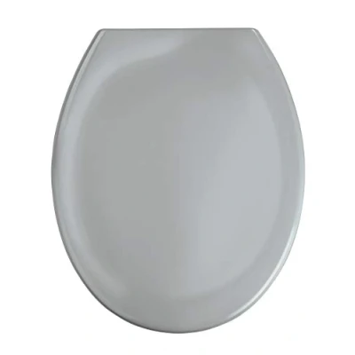 Image de WENKO Abattant WC Premium Ottana Gris Clair Easy Close Couvercle de antibactérien, abaissement Automatique, Fixation Fix Clip hygiénique en Acier INOX, Duroplast, 37.5 x 44.5 cm,