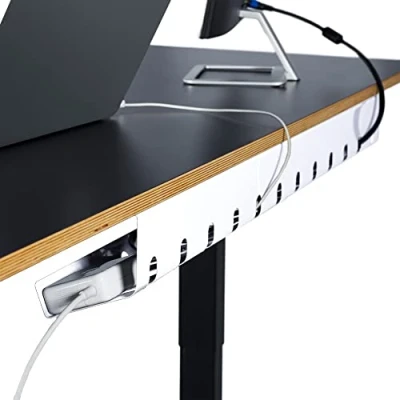 Image de pamo Conduit de câble Bureau pour Un Montage sous la Table I Jeu 3 avec 6 x Serre câbles Support/Table télétravail Support (Blanc)