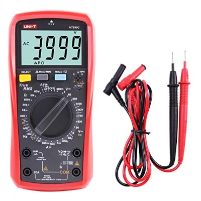 Image de Multimètre, UT890C Multimètre Numérique True RMS 6000 Compte Ampèremètre Voltmètre Tension AC/DC Résistance Courant Capacité Fréquence Testeur mètre de température Mesure avec Sonde LCD
