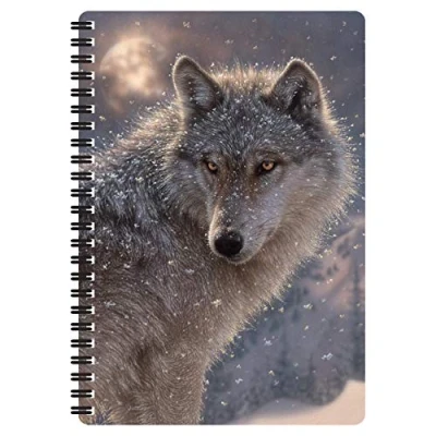 Image de 3D LiveLife Carnet A5 Loup solitaire de Deluxebase. lenticulaire 80 pages. Papeterie d&#039;école bureau illustrations sous licence artiste renommé Michael Searle bloc note cahier spirale