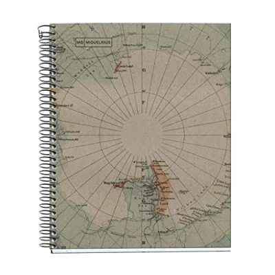 Image de Miquelrius Carnet de notes 100 % recyclé, 1 bande couleur, A5, 80 feuilles quadrillées, 5 mm, papier g, 2 perceuses, couverture en carton design Ecomaps